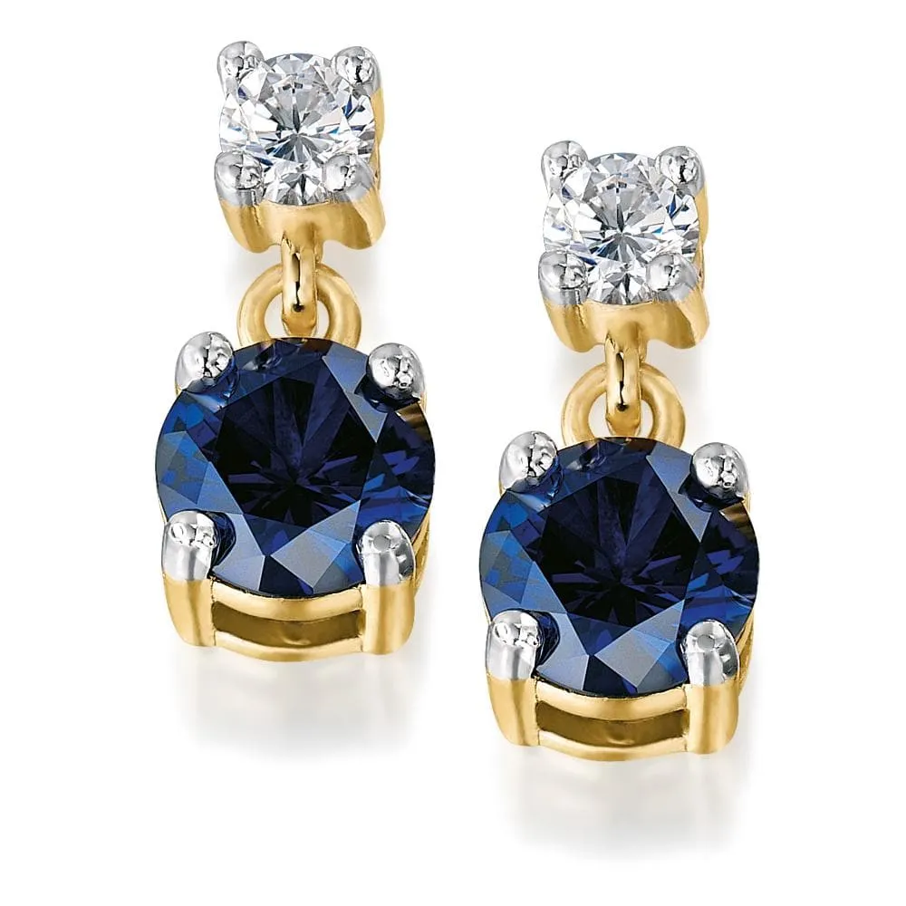 Tru Sapphire & Diamond Simple Drop Earrings sold by Tru Diamonds
