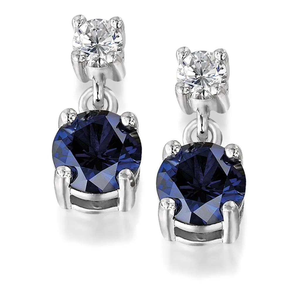 Tru Sapphire & Diamond Simple Drop Earrings sold by Tru Diamonds product image thumbnail 2