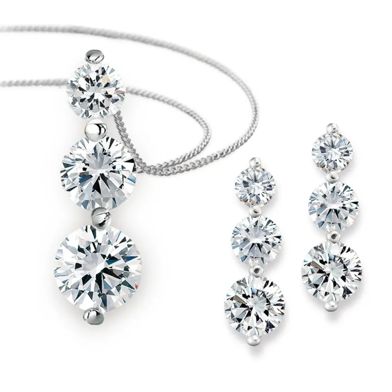 Trilogy Pendant and Earring Set sold by Tru Diamonds