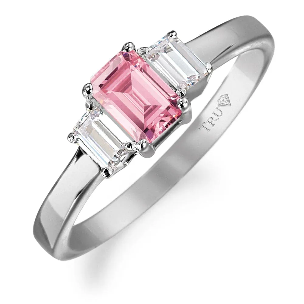Pink Emerald Cut Trilogy Ring sold by Tru Diamonds product image thumbnail 2