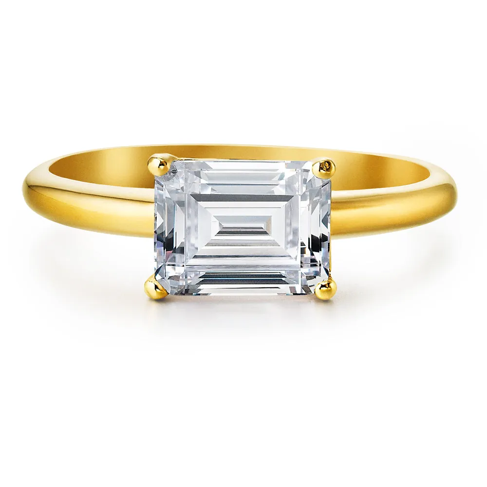 2 Carat East-West Emerald Cut Ring sold by Tru Diamonds product image thumbnail 5