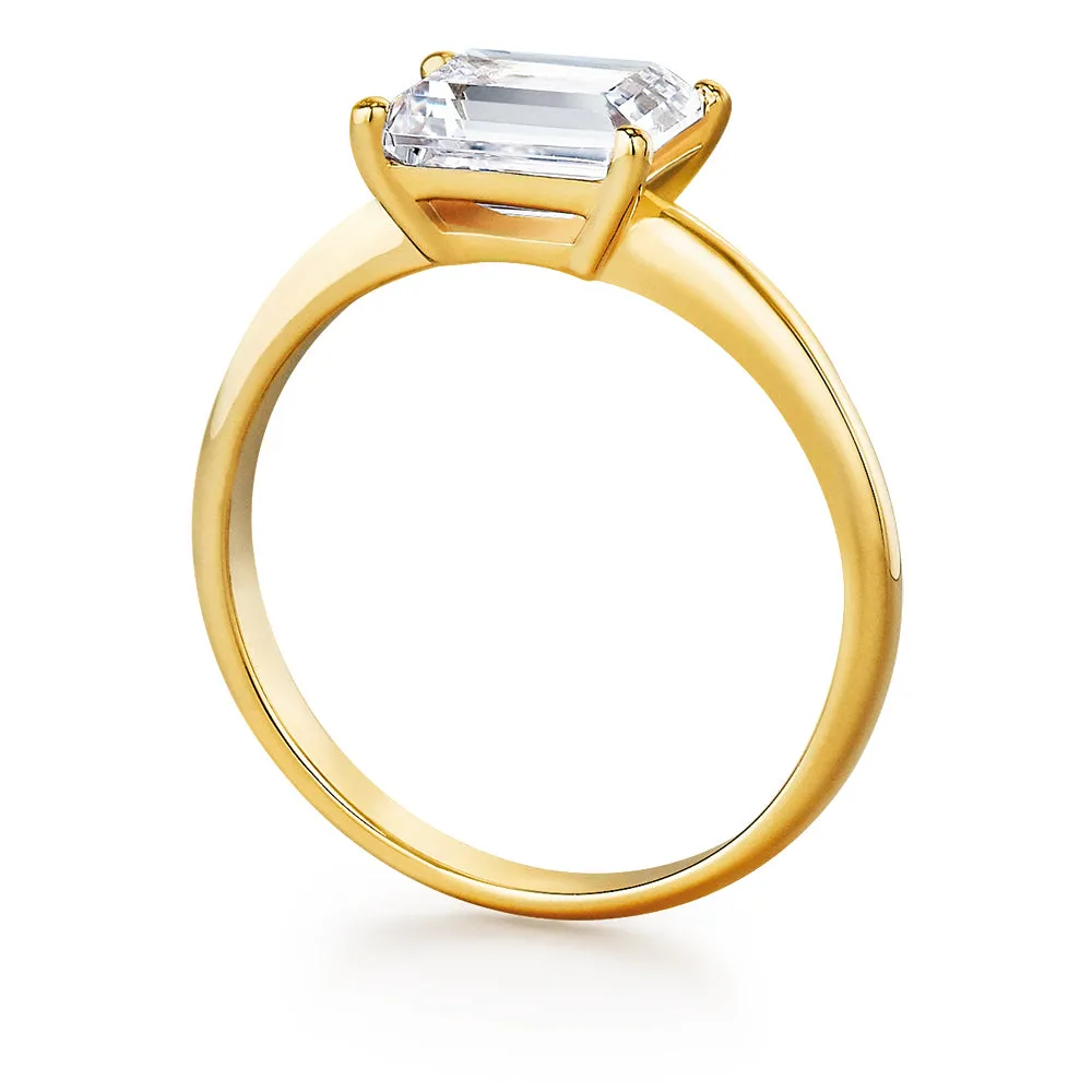 2 Carat East-West Emerald Cut Ring sold by Tru Diamonds product image thumbnail 3