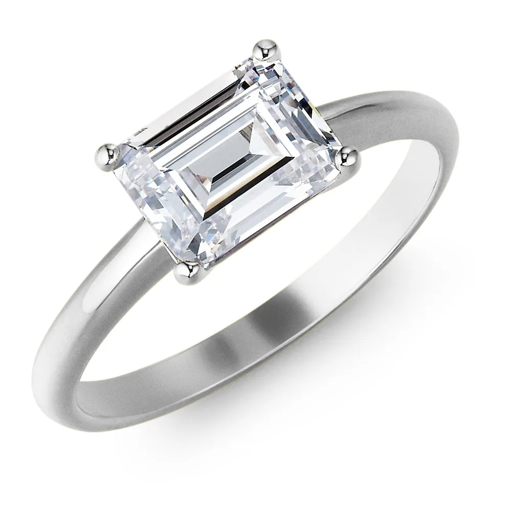 2 Carat East-West Emerald Cut Ring sold by Tru Diamonds product image thumbnail 2