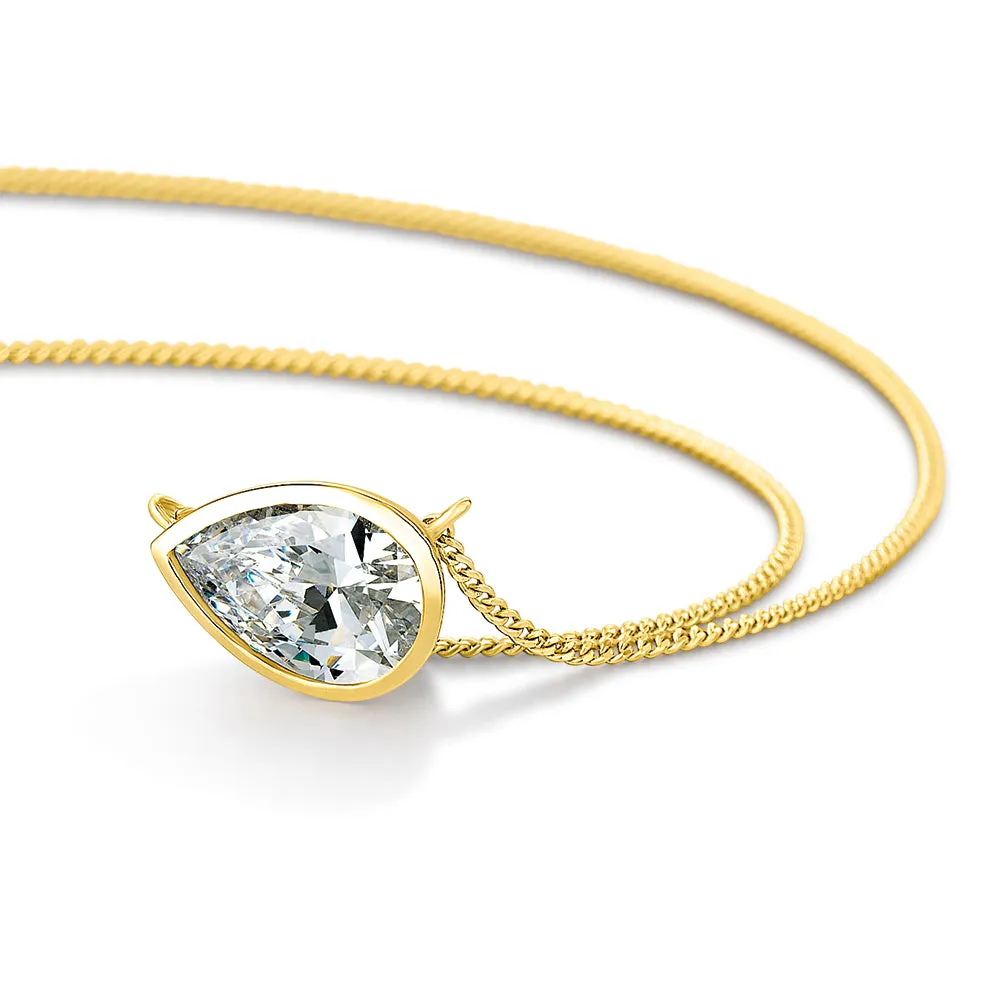 2 Carat East-West Bezel Pear Necklace sold by Tru Diamonds product image thumbnail 2