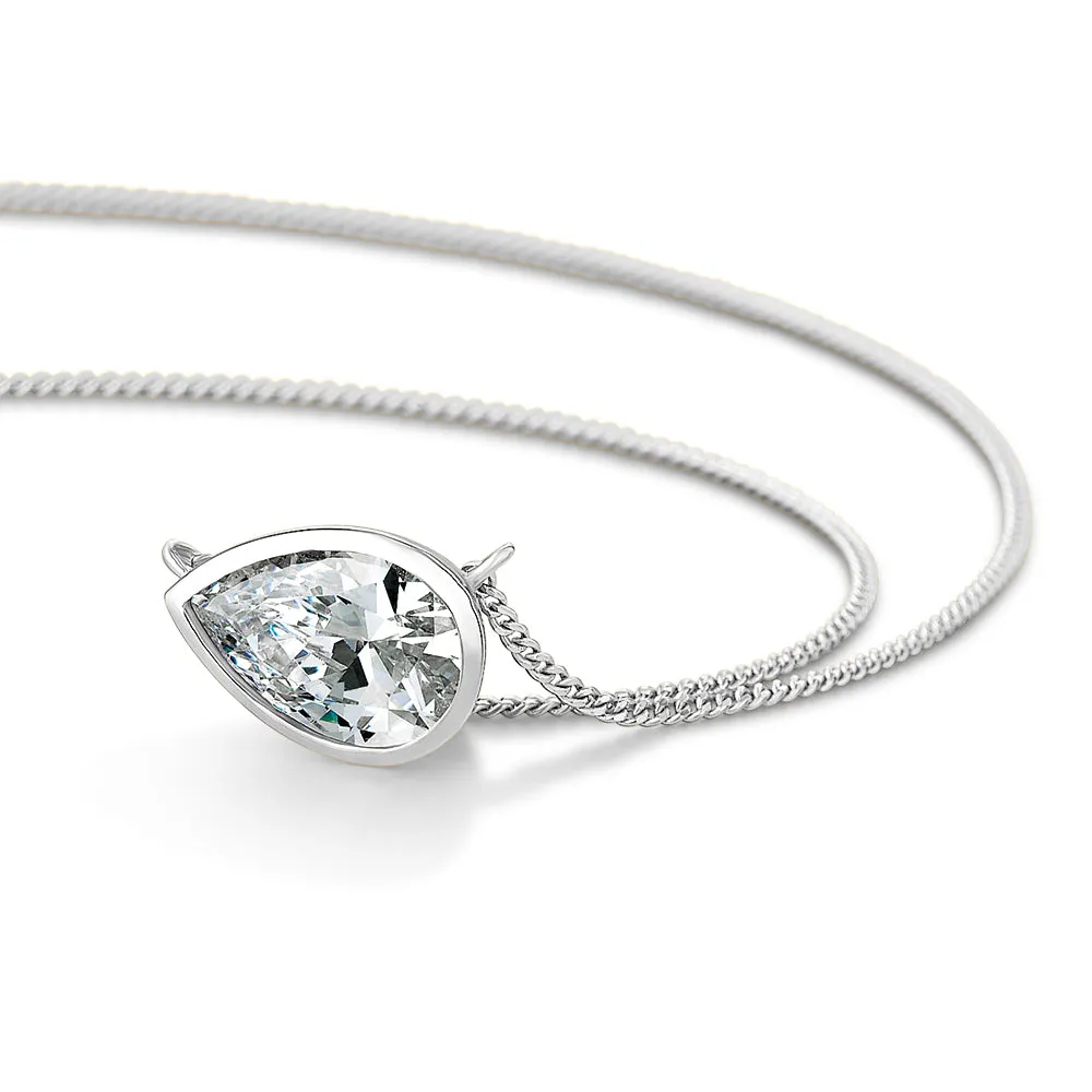 2 Carat East-West Bezel Pear Necklace sold by Tru Diamonds product image thumbnail 4