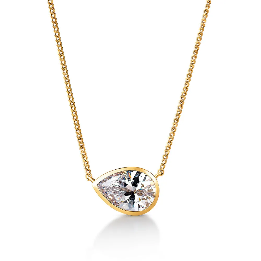 2 Carat East-West Bezel Pear Necklace sold by Tru Diamonds