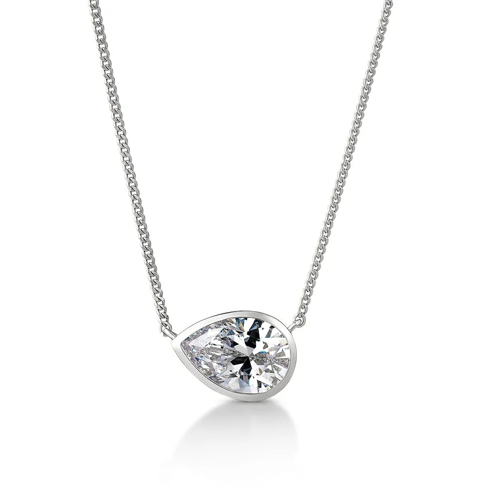 2 Carat East-West Bezel Pear Necklace sold by Tru Diamonds product image thumbnail 3