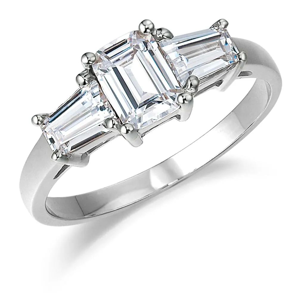 Emerald Cut Trilogy Ring sold by Tru Diamonds product image thumbnail 2