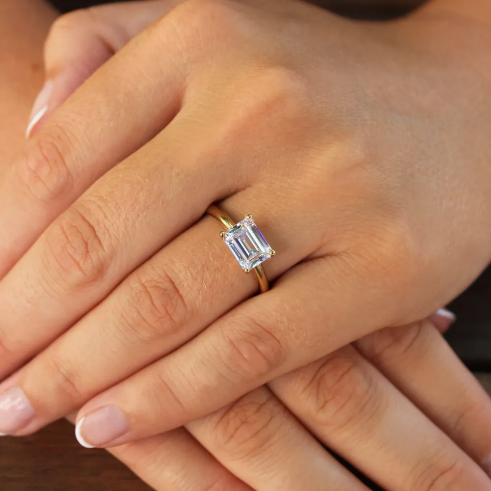 2 Carat East-West Emerald Cut Ring sold by Tru Diamonds product image thumbnail 2