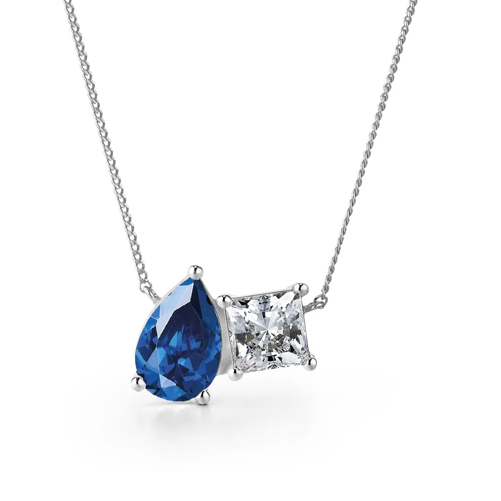 Toi et Moi Tru Sapphire and Princess Necklace sold by Tru Diamonds product image thumbnail 4