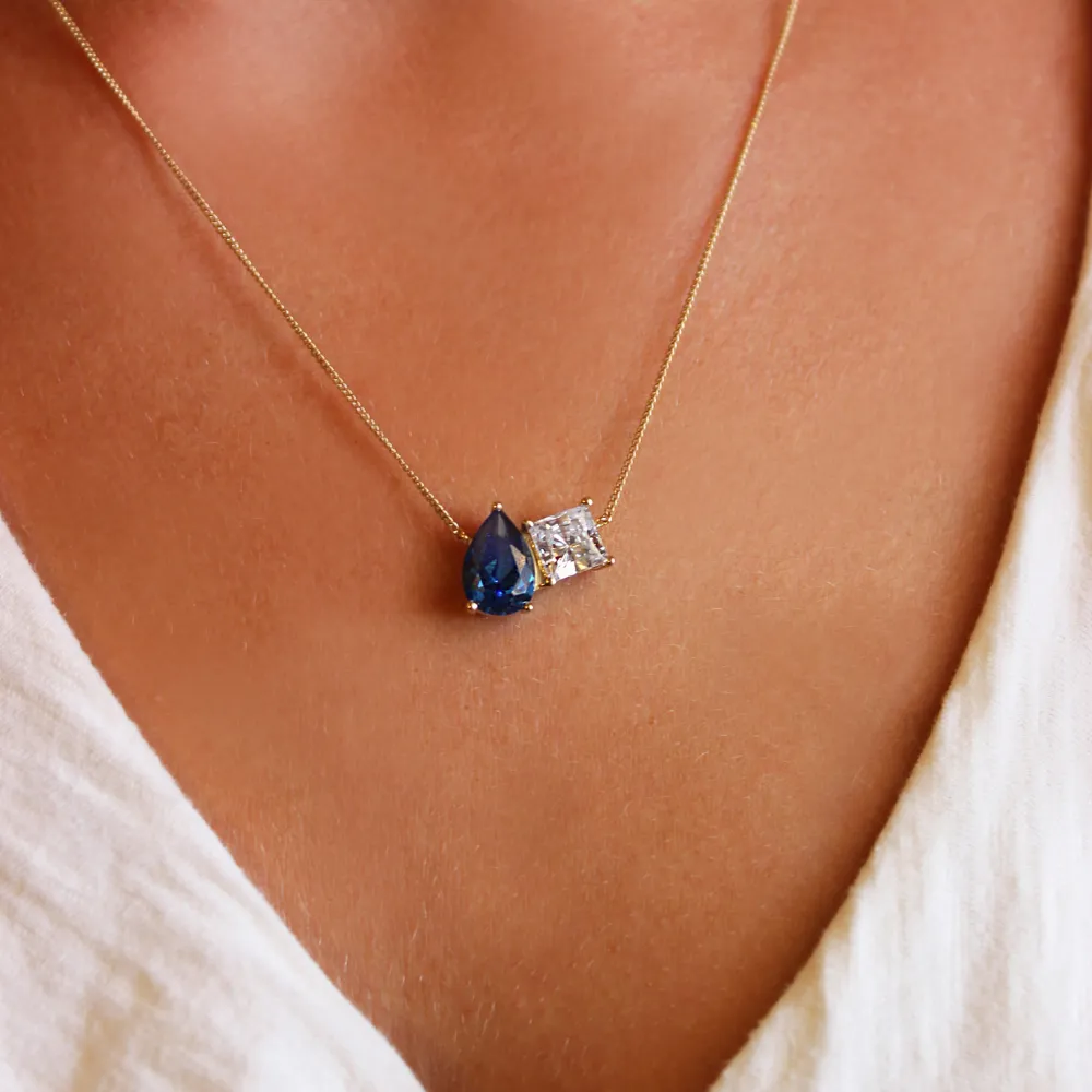 Toi et Moi Tru Sapphire and Princess Necklace sold by Tru Diamonds product image thumbnail 2