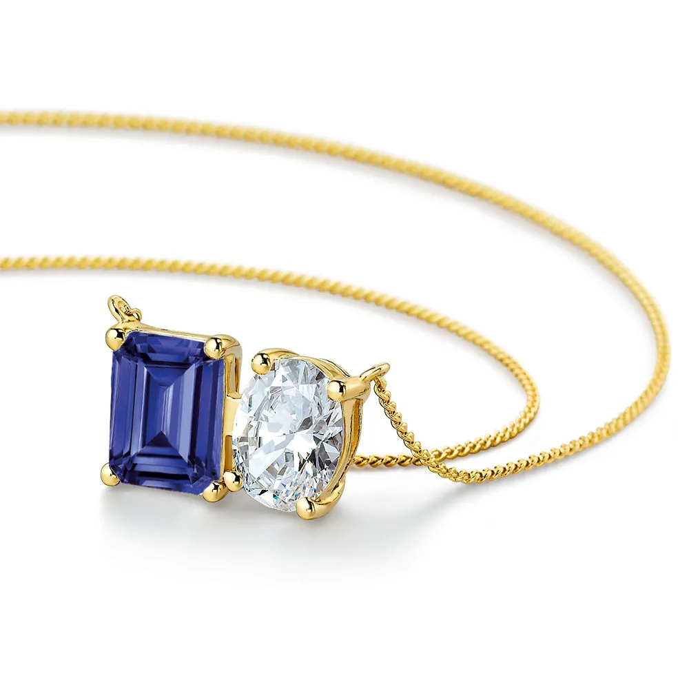 Toi et Moi Tru Sapphire and Oval Necklace sold by Tru Diamonds product image thumbnail 3