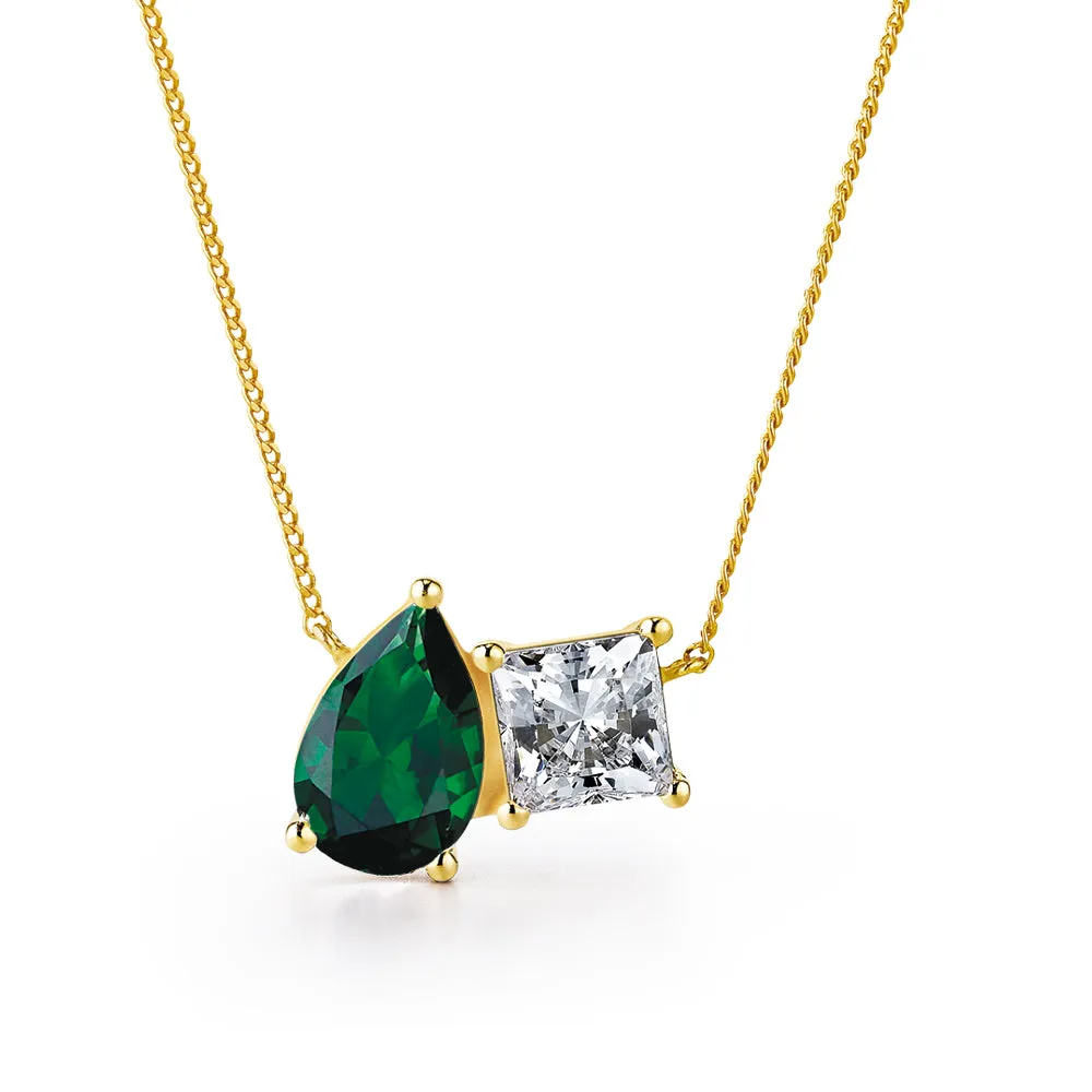 Toi et Moi Tru Emerald and Princess Necklace sold by Tru Diamonds