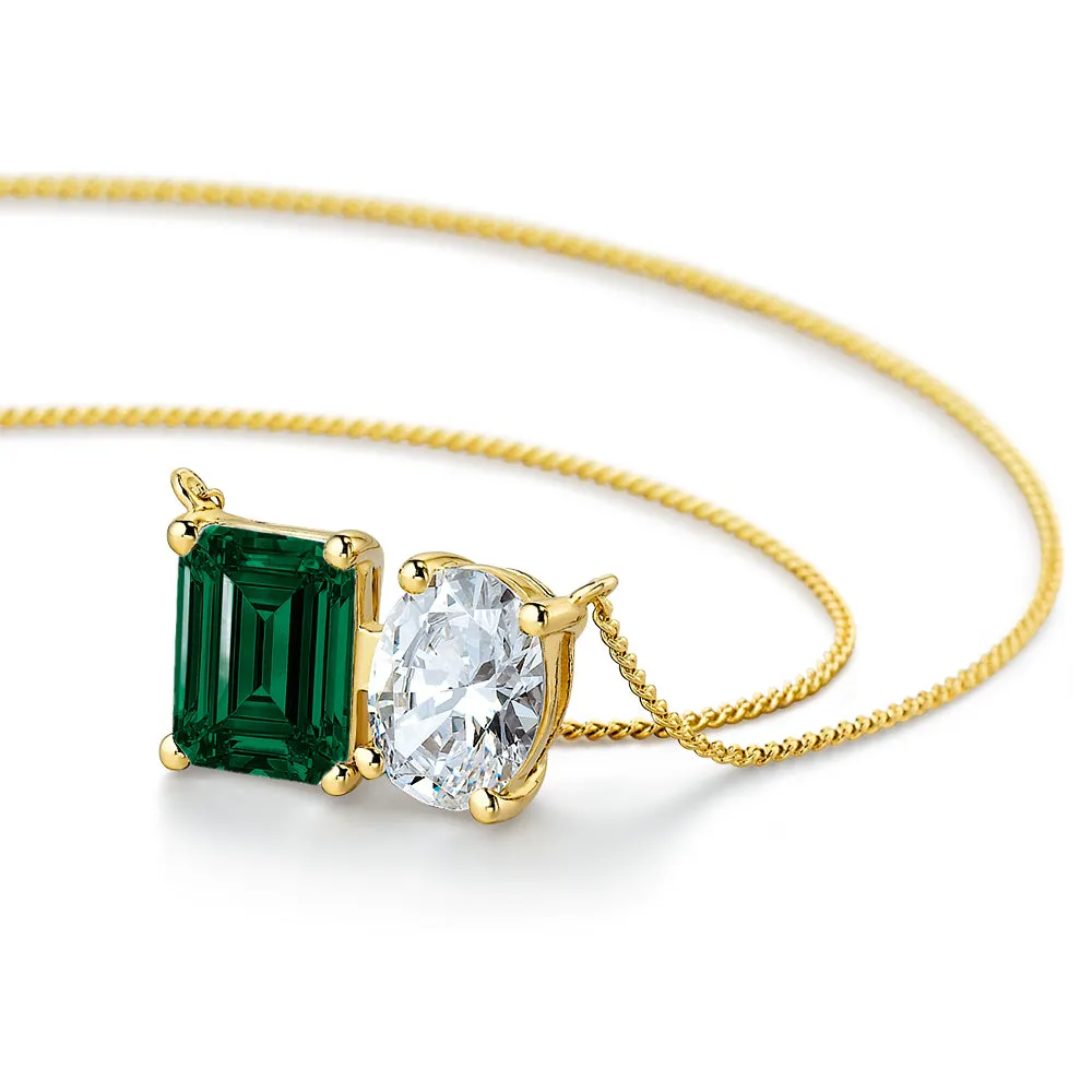 Toi et Moi Tru Emerald and Oval Necklace sold by Tru Diamonds product image thumbnail 3