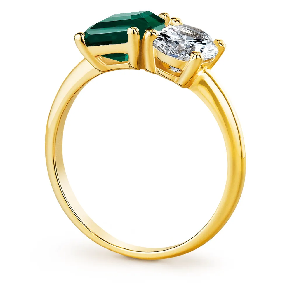 Toi et Moi Tru Emerald and Oval Cut Ring sold by Tru Diamonds product image thumbnail 3