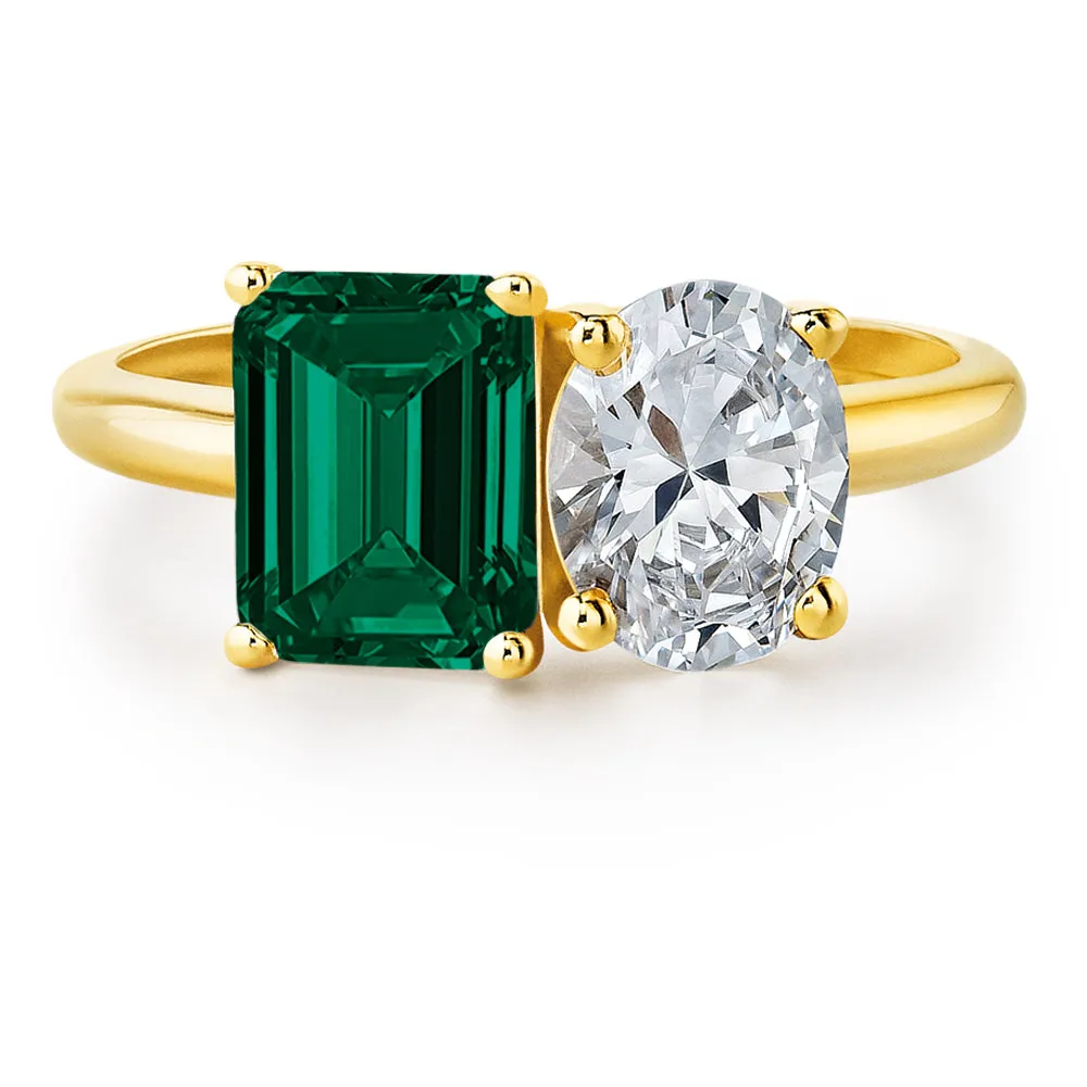 Toi et Moi Tru Emerald and Oval Cut Ring sold by Tru Diamonds product image thumbnail 4