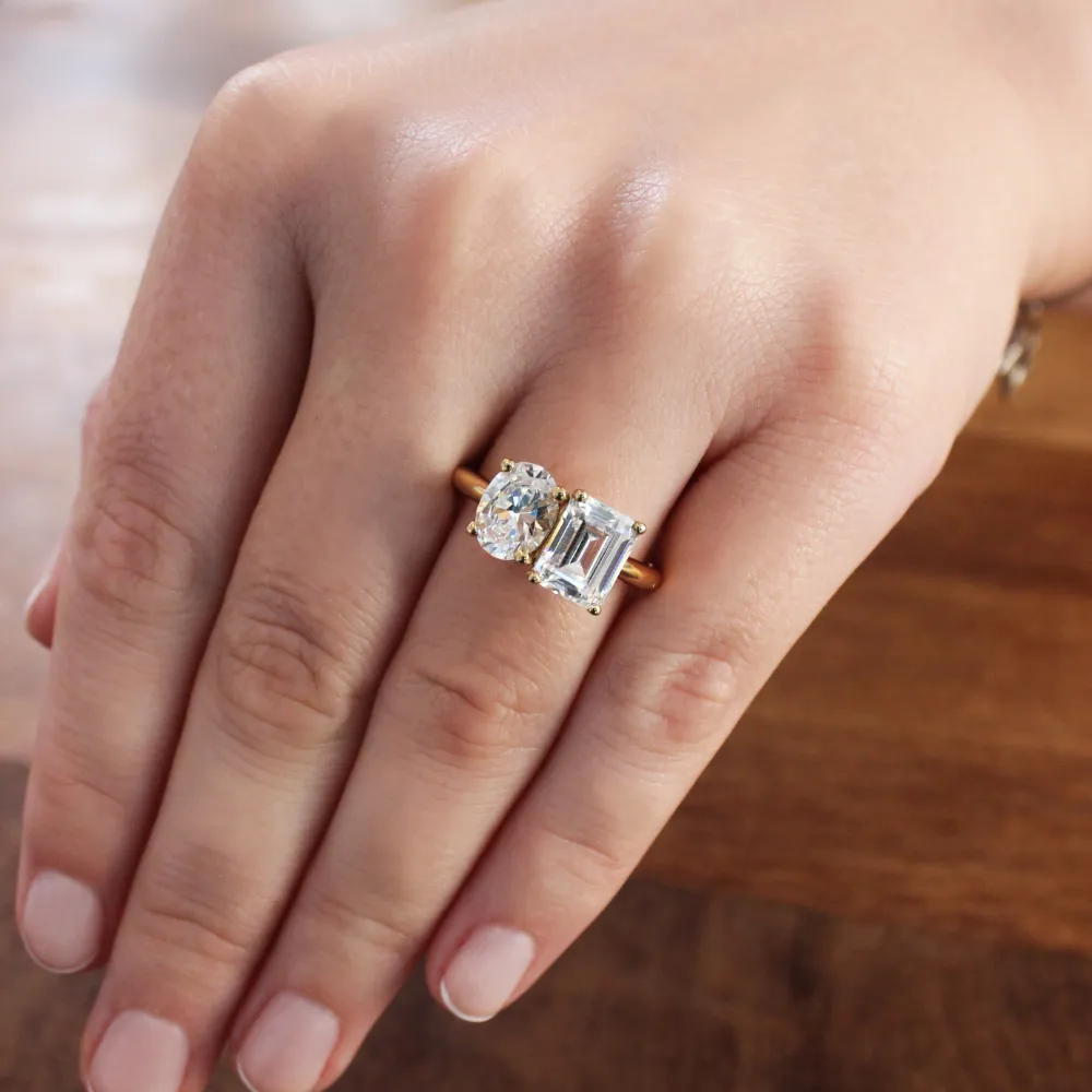 Toi et Moi Oval and Emerald Cut Ring sold by Tru Diamonds product image thumbnail 2