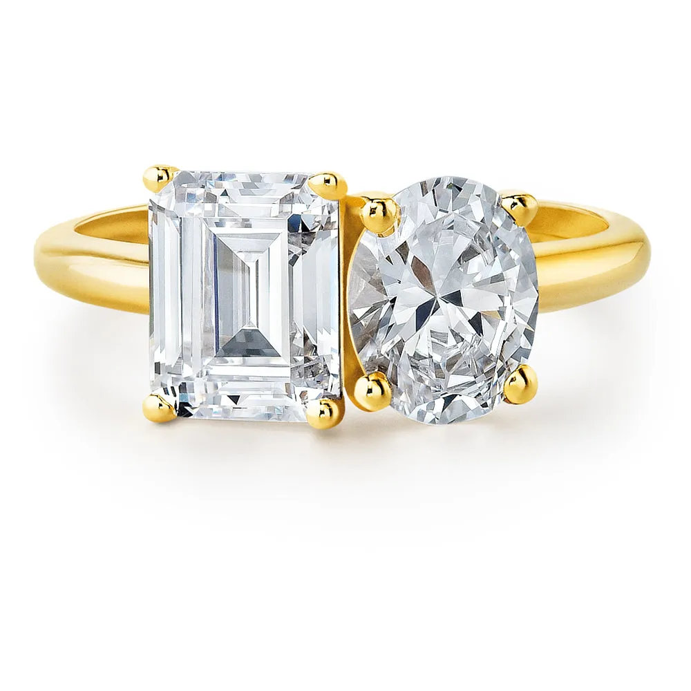 Toi et Moi Oval and Emerald Cut Ring sold by Tru Diamonds product image thumbnail 4