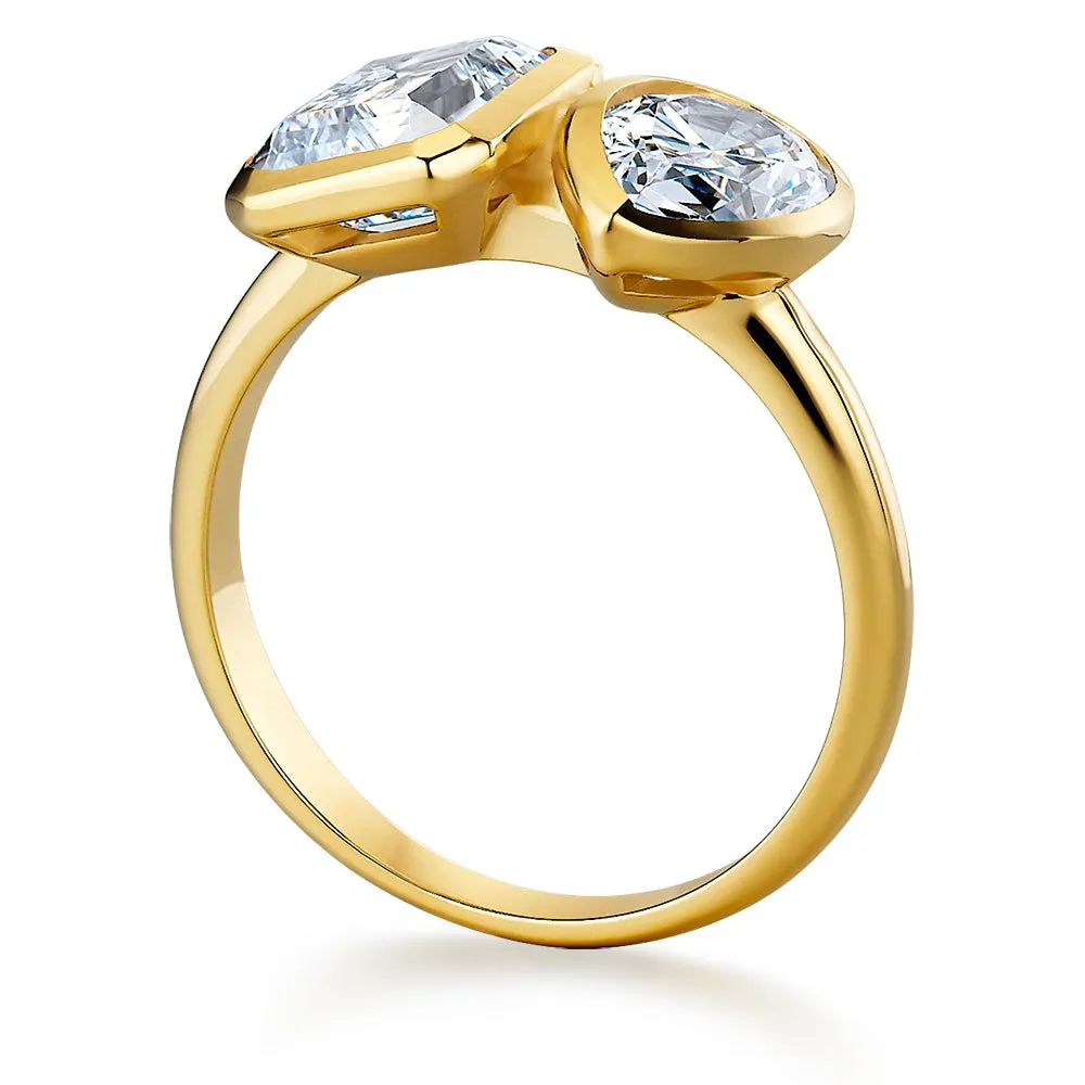 Toi et Moi Bezel Pear and Emerald Cut Ring sold by Tru Diamonds product image thumbnail 2