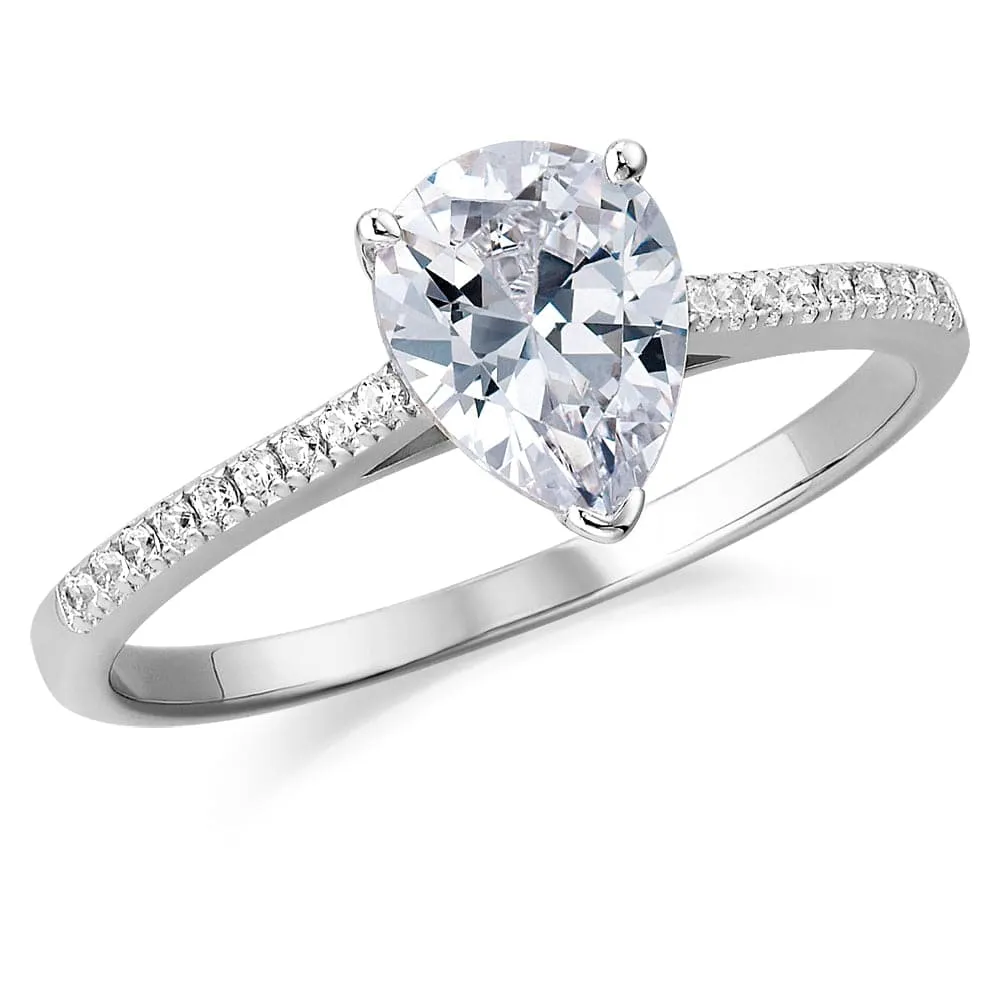 Shining Pear Cut Solitaire Ring sold by Tru Diamonds product image thumbnail 4