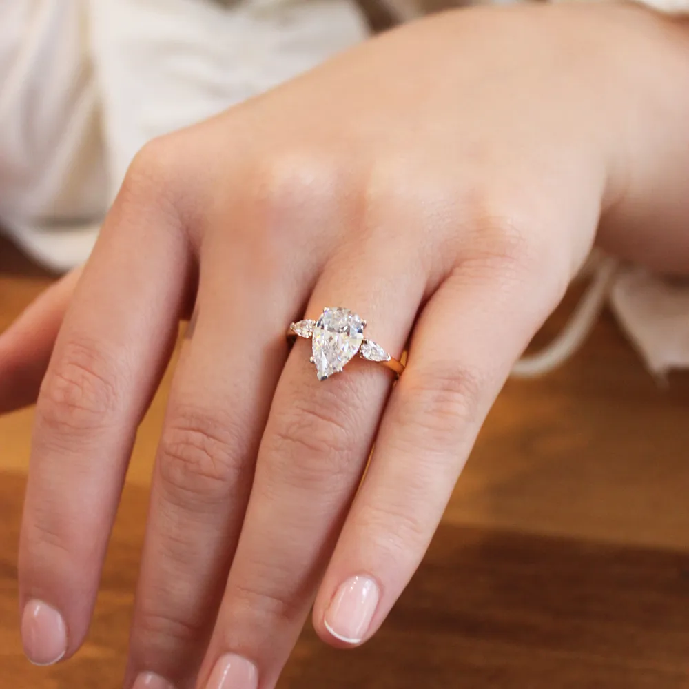 Mia Pear Cut Trilogy Ring sold by Tru Diamonds product image thumbnail 2