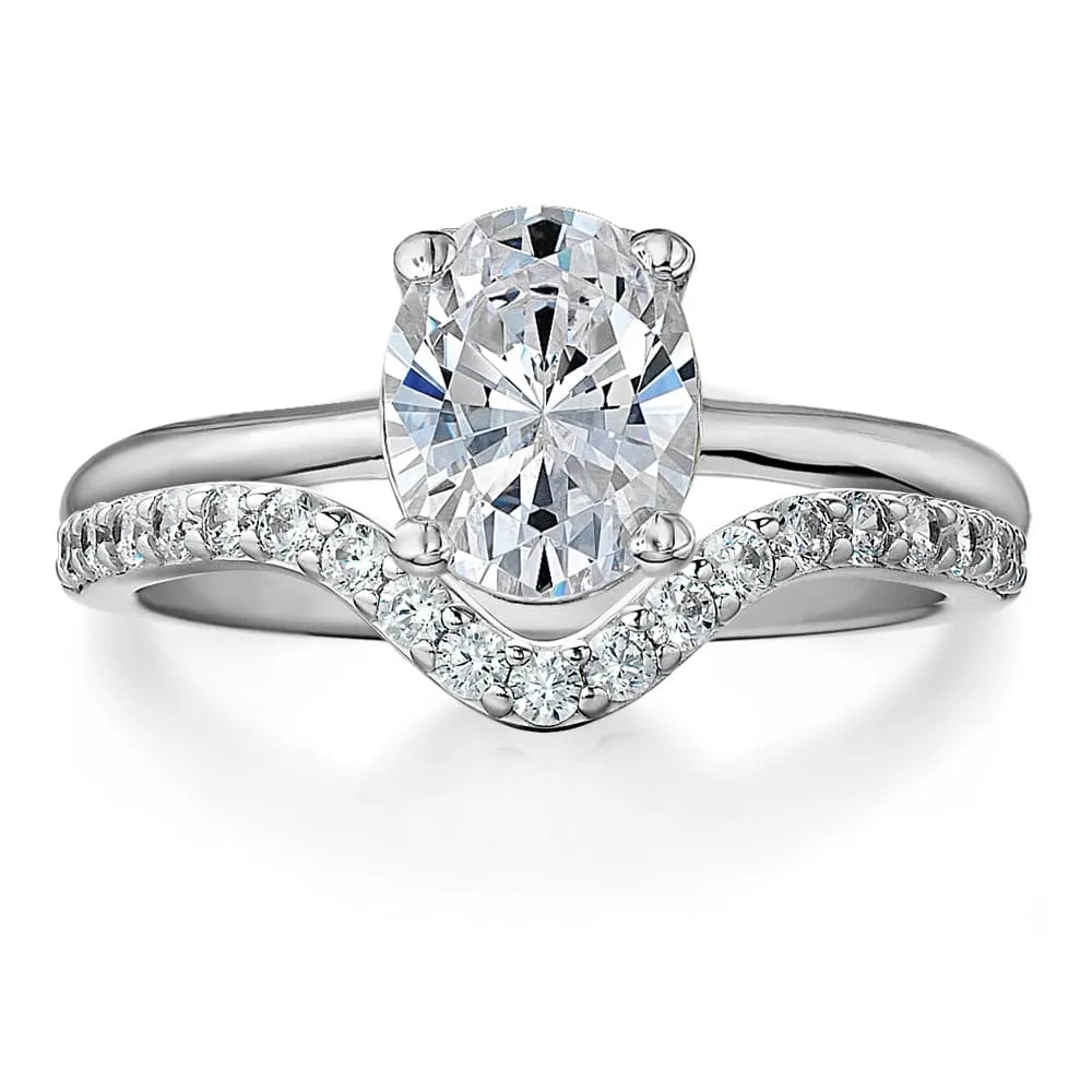 Oval Cut Solitaire Ring Set sold by Tru Diamonds product image thumbnail 5
