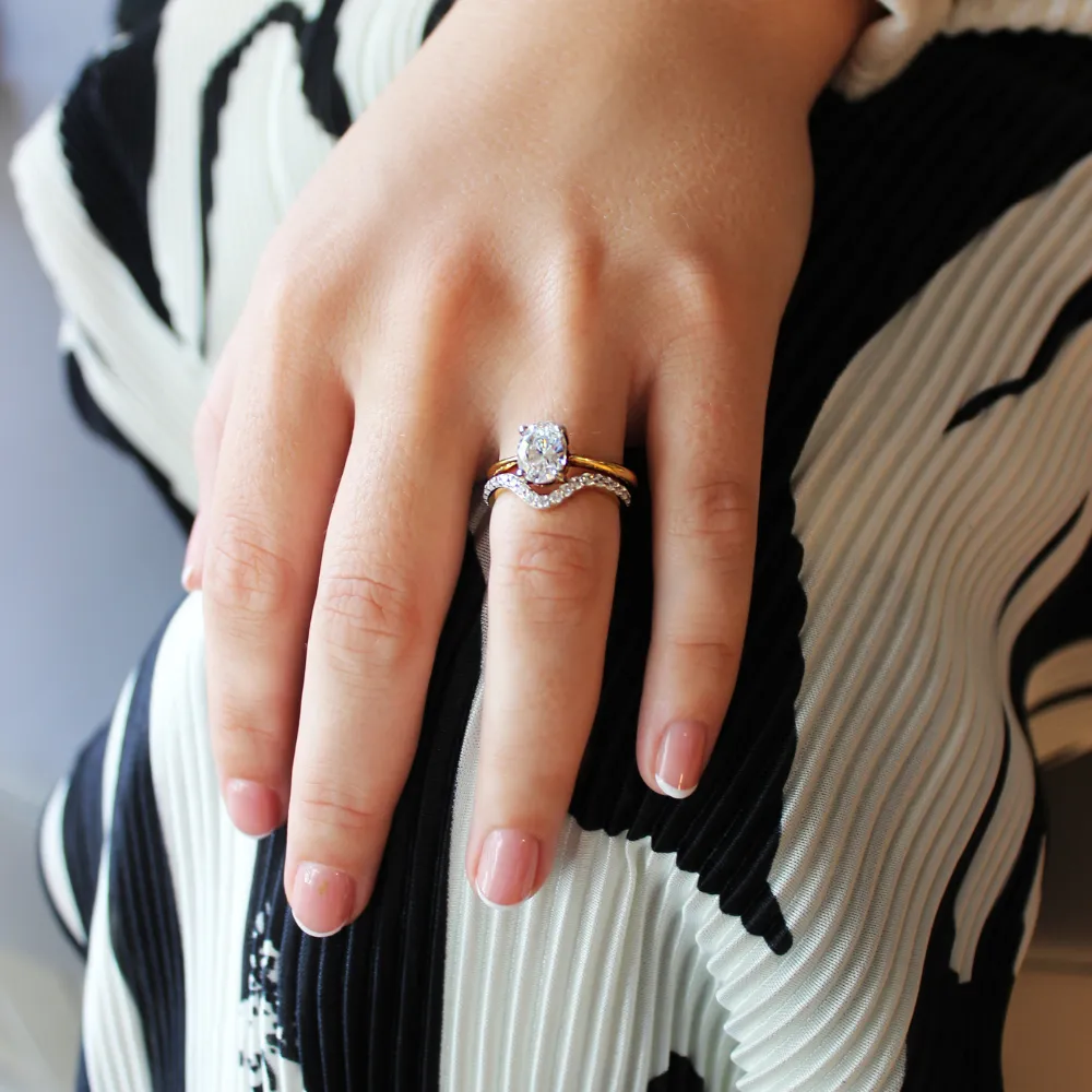 Oval Cut Solitaire Ring Set sold by Tru Diamonds product image thumbnail 2