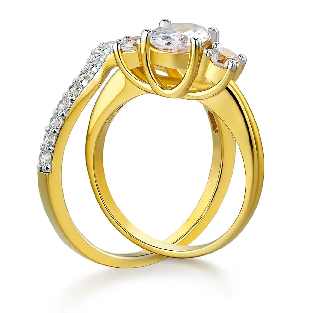 Majestic Oval Trilogy Ring Set sold by Tru Diamonds product image thumbnail 4