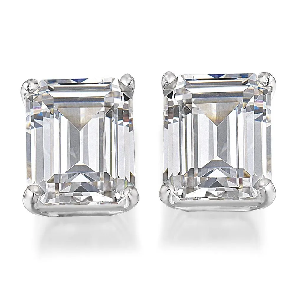 Bold Emerald Cut Stud Earrings sold by Tru Diamonds product image thumbnail 2
