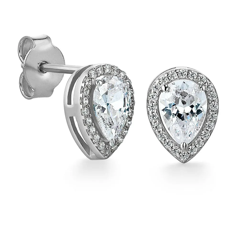 Halo Pear Cut Earrings sold by Tru Diamonds product image thumbnail 2