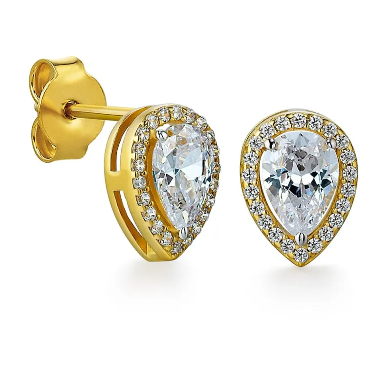Halo Pear Cut Earrings sold by Tru Diamonds