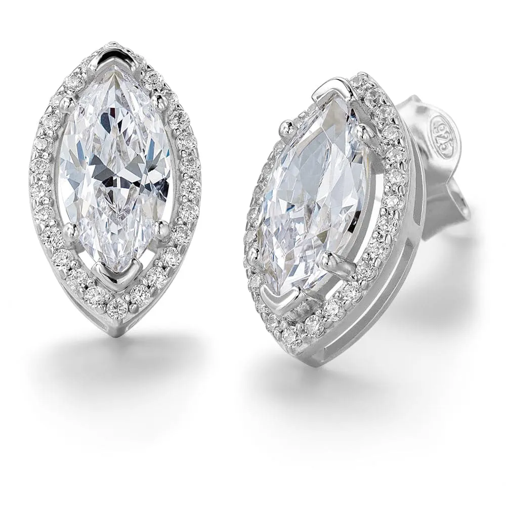 Marquise Halo Stud Earrings sold by Tru Diamonds product image thumbnail 2