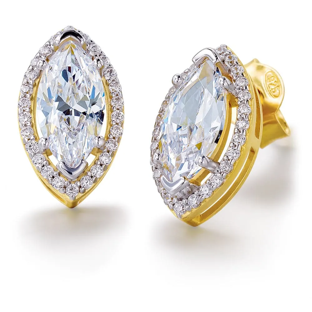 Marquise Halo Stud Earrings sold by Tru Diamonds