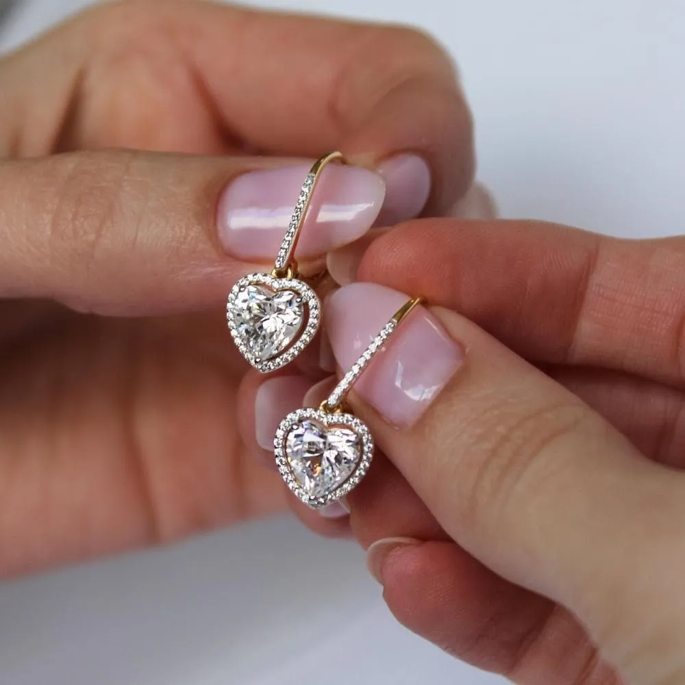 Heart Halo Drop Earrings sold by Tru Diamonds product image thumbnail 4