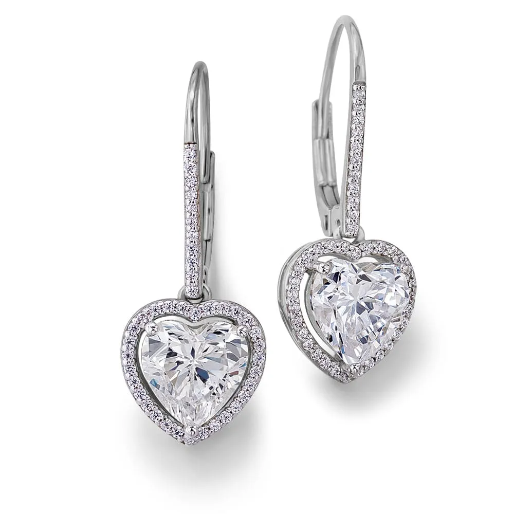 Heart Halo Drop Earrings sold by Tru Diamonds product image thumbnail 3