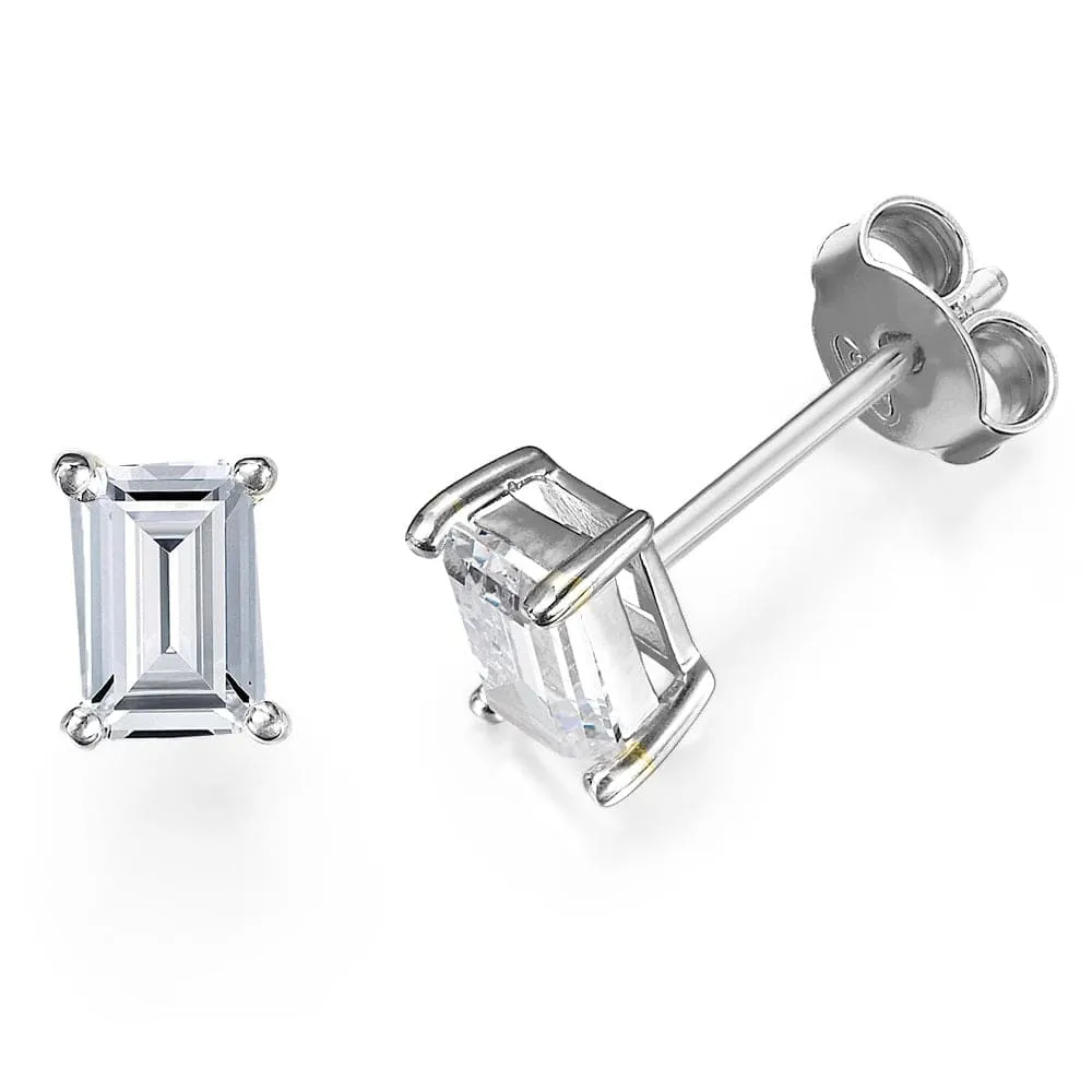 0.50 Carat Emerald Cut Stud Earrings sold by Tru Diamonds product image thumbnail 2