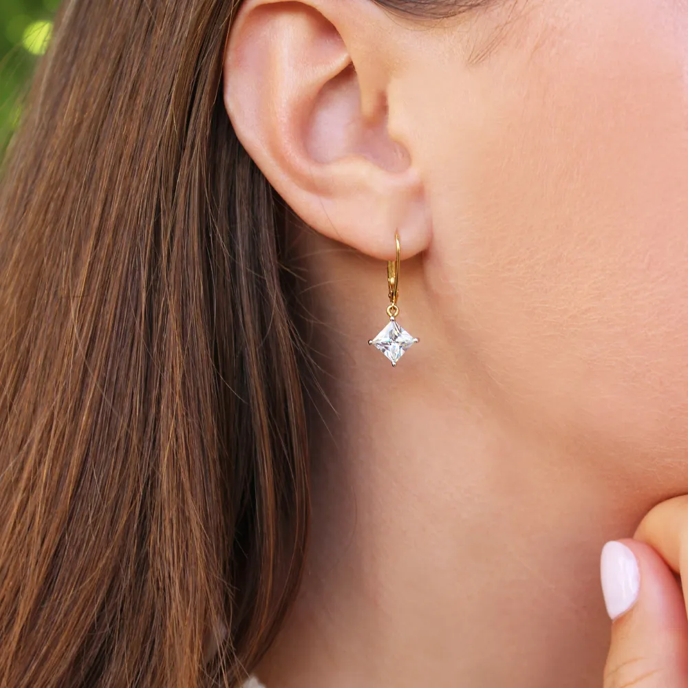 1.25 Carat Princess Cut Drop Earrings sold by Tru Diamonds product image thumbnail 2