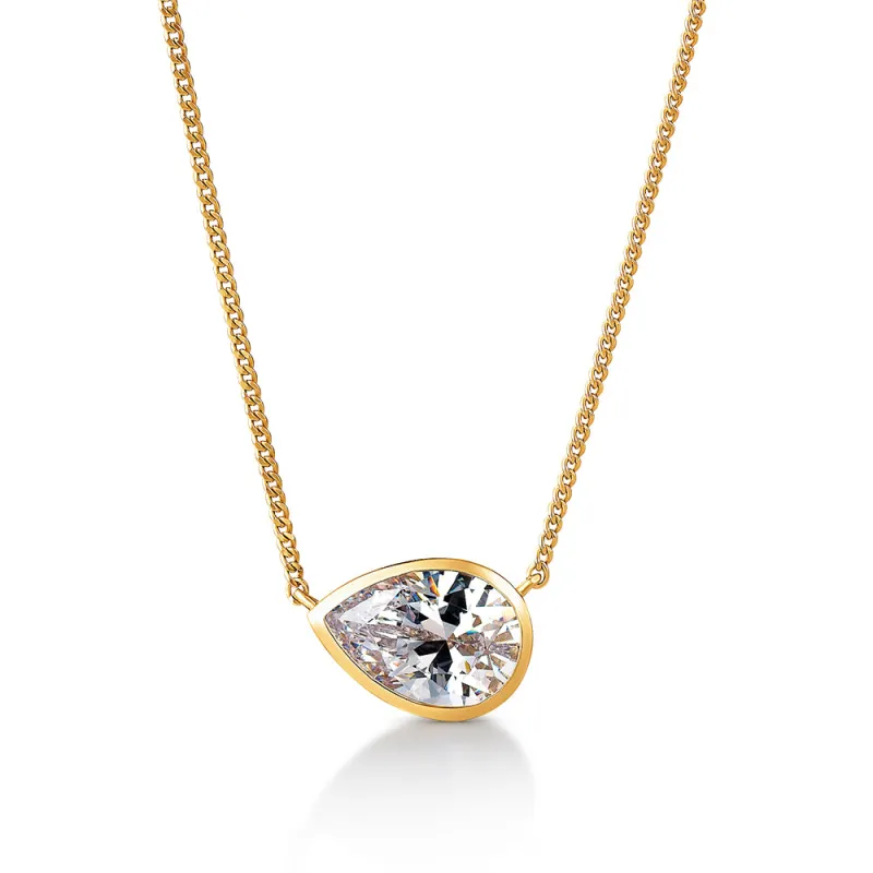 2 Carat East-West Bezel Pear Necklace sold by Tru Diamonds