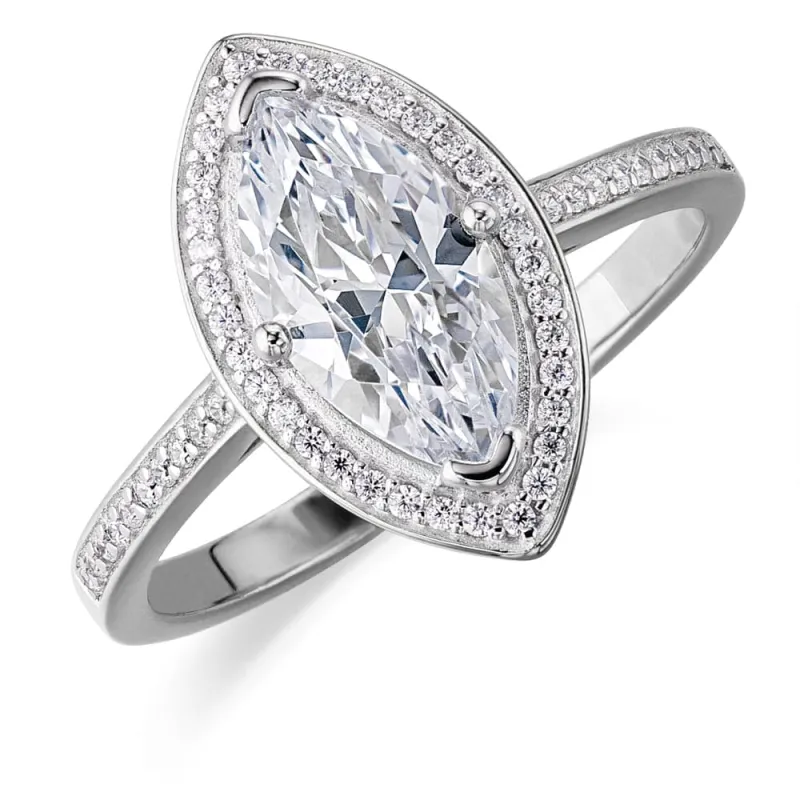 Marquise Cut Halo Ring sold by Tru Diamonds