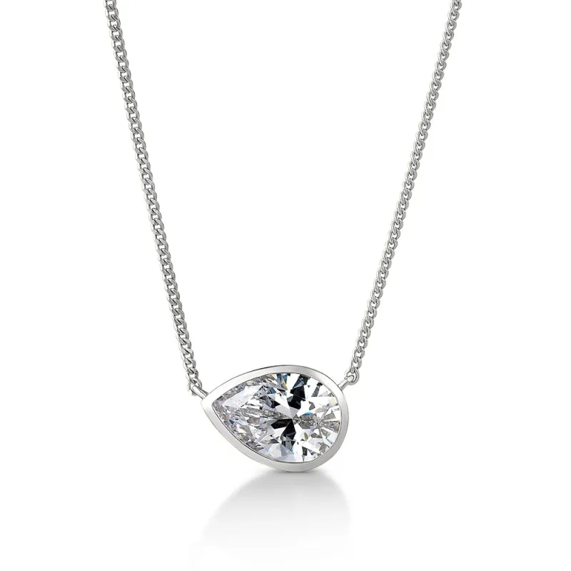 2 Carat East-West Bezel Pear Necklace made by Tru Diamonds