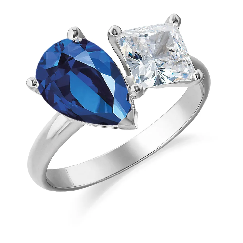 Toi et Moi Tru Sapphire and Princess Cut Ring sold by Tru Diamonds