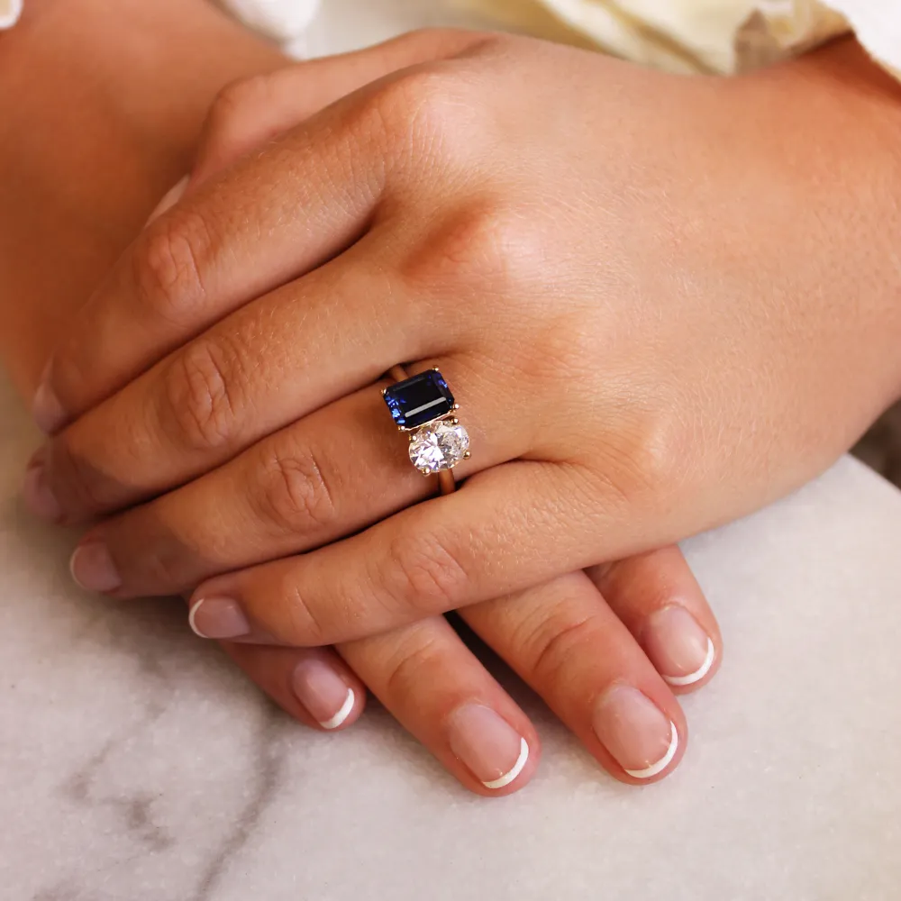 Toi et Moi Tru Sapphire and Oval Cut Ring sold by Tru Diamonds product image thumbnail 2