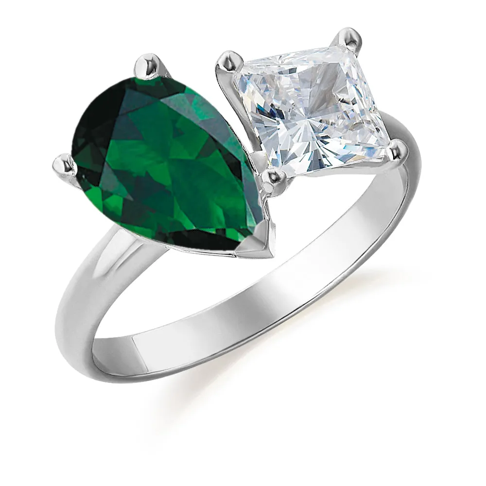 Toi et Moi Tru Emerald and Princess Cut Ring sold by Tru Diamonds