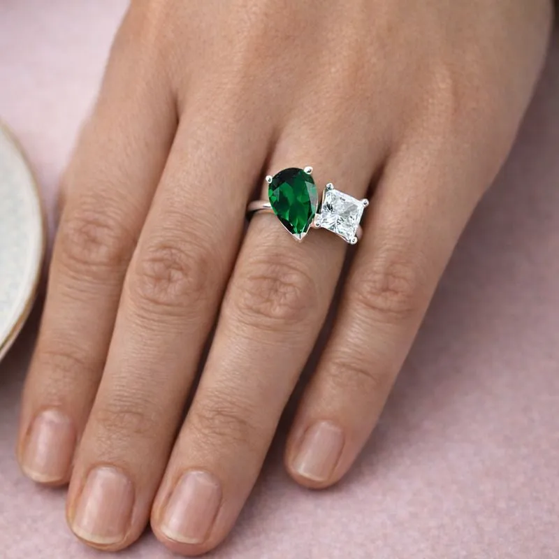 Toi et Moi Tru Emerald and Princess Cut Ring sold by Tru Diamonds product image thumbnail 2