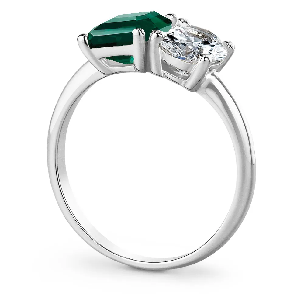Toi et Moi Tru Emerald and Oval Cut Ring sold by Tru Diamonds product image thumbnail 3