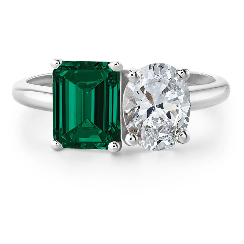 Toi et Moi Tru Emerald and Oval Cut Ring sold by Tru Diamonds product image thumbnail 4