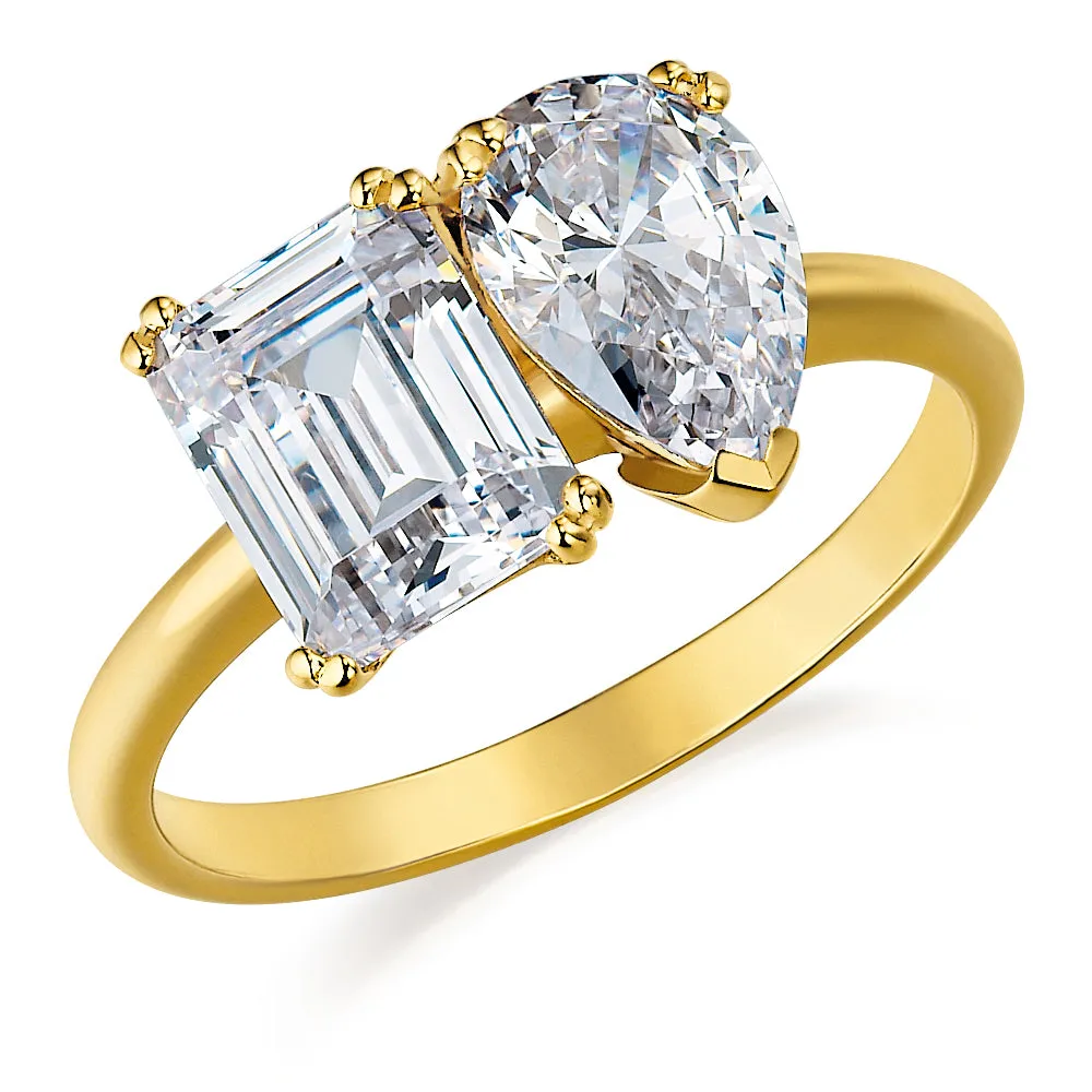 Toi et Moi Pear and Emerald Cut Ring sold by Tru Diamonds product image thumbnail 5