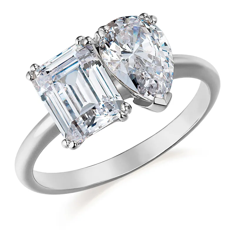 Toi et Moi Pear and Emerald Cut Ring sold by Tru Diamonds