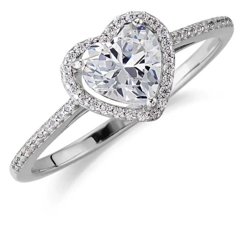 Delicate Halo Heart Ring made by Tru Diamonds