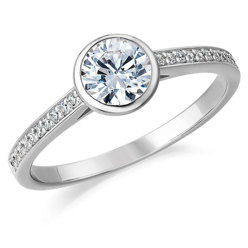Classic Pavé Bezel Solitaire Ring sold by Tru Diamonds